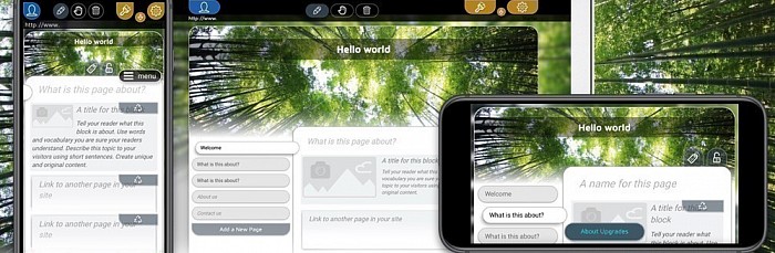 Един от малкото конструктори на уебсайтове, предлагащи същите функции на компютри, телефони и таблети.